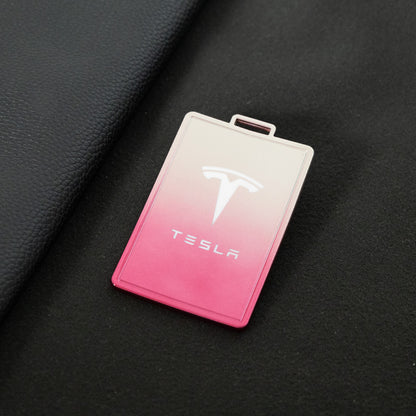 TEB1T1 Gradient Pink-Laser Engraving TPU Tesla Car Key Cover Scratch Resistant Lightweight Protective Case for Model 3/X/Y