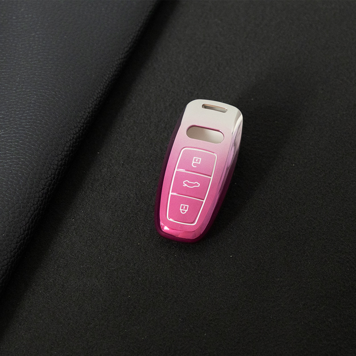 AUC1T1 Gradient Pink Car Key Cover Premium Soft TPU Car Key Case Cover Shell Accessory for Audi A6L A4L Q5L A6 A8 Q7 New Key Rings Keychain Bag