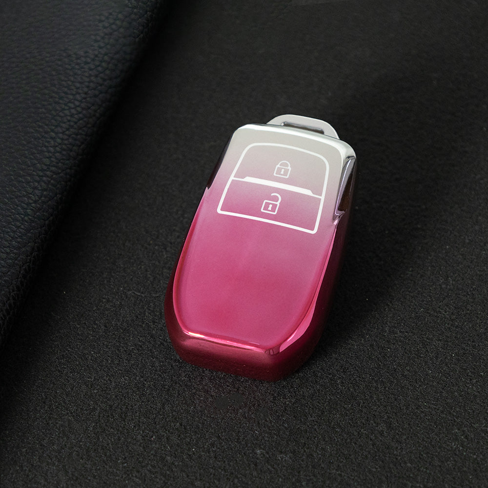 TOC2T1 Gradient Pink TPU Car Key Case Protection Cover Smart Key Shell Fob Cover Fit for Toyota Camry Corolla Prado Levin Crown RAV4