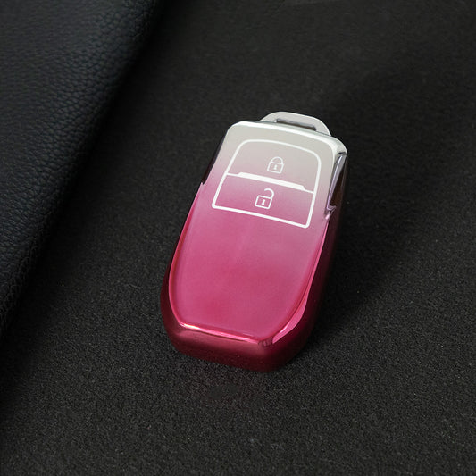 TOC2T1 Gradient Pink TPU Car Key Case Protection Cover Smart Key Shell Fob Cover Fit for Toyota Camry Corolla Prado Levin Crown RAV4