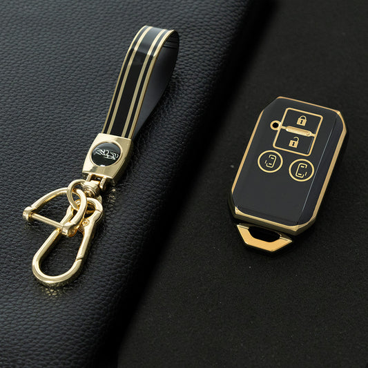 SUB1T1 Black-Gold Plating TPU Car Key Cover for Suzuki Swift 2020-2021