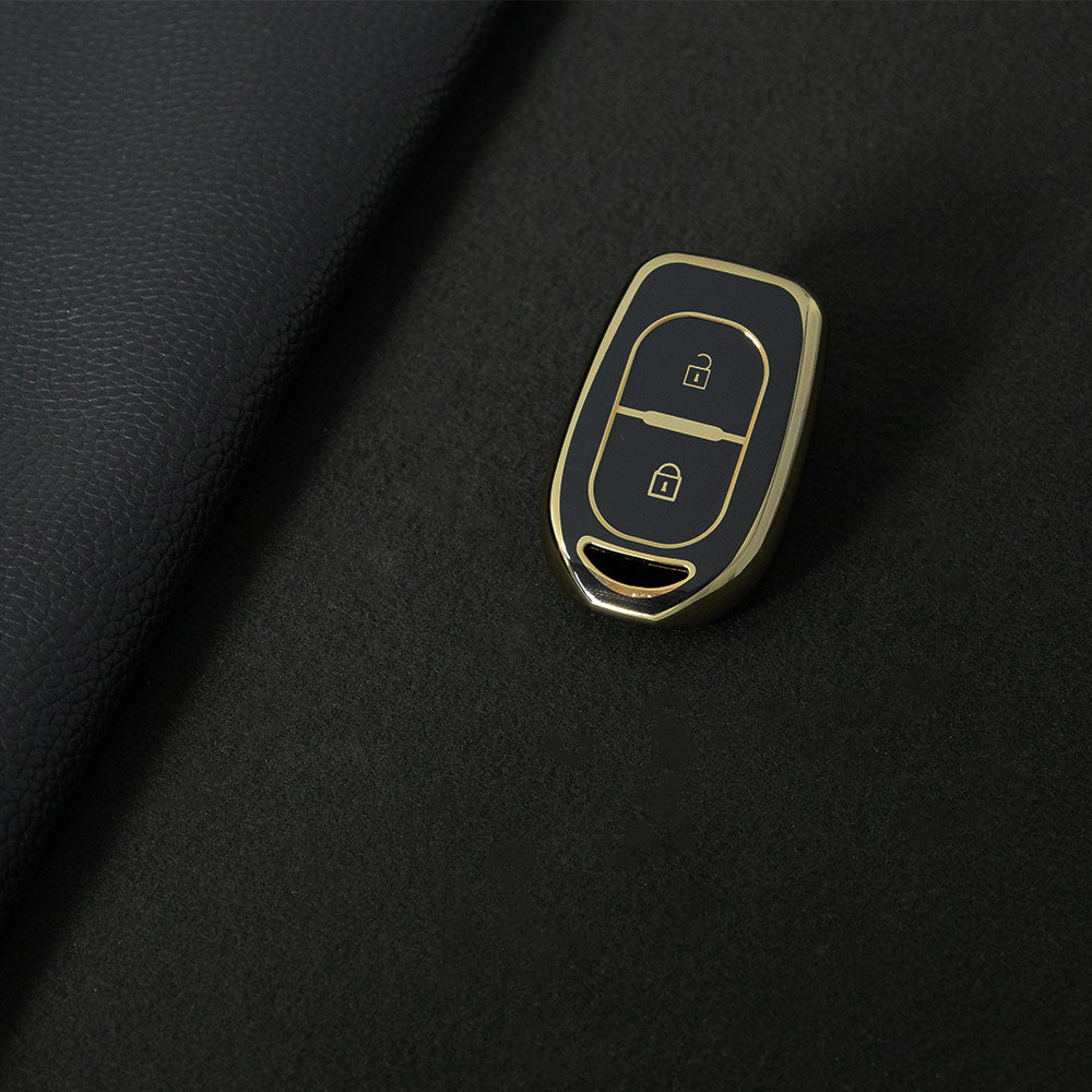 REC2T1 Black-Gold Plating Car Key Cover TPU 2 Buttons Remote Key Case Cover Shell for Renault Duster Sandero Logan Clio Captur Laguna