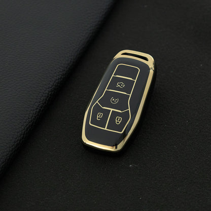 FOC1T1 Black-Gold Plating Tpu Car Key Case for Ford Mustang lincoln MKZ MKC MKX EXPLORER Taurus