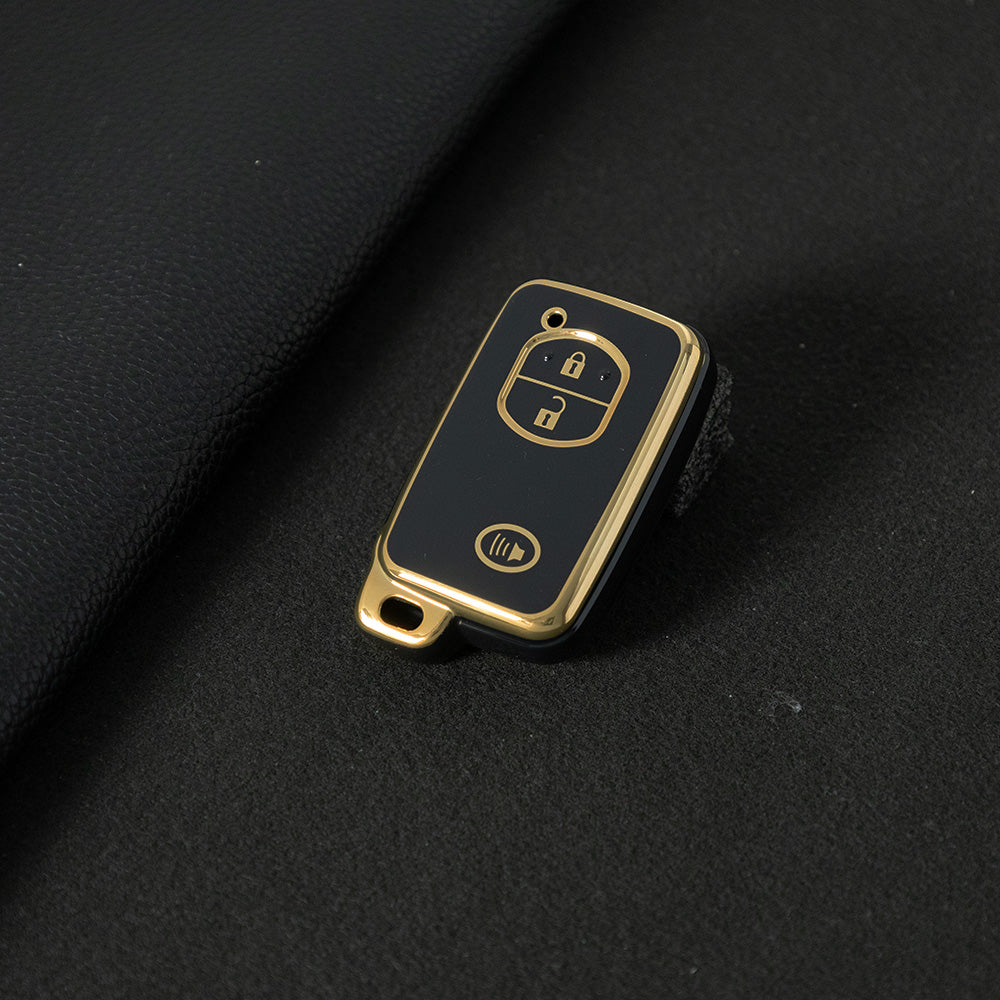 TOG3T1 Black-Gold Plating Soft TPU Car Key Case Cover for Toyota Camry Highlander Crown Prado Land Cruiser Vitz Prius Corolla Accessories