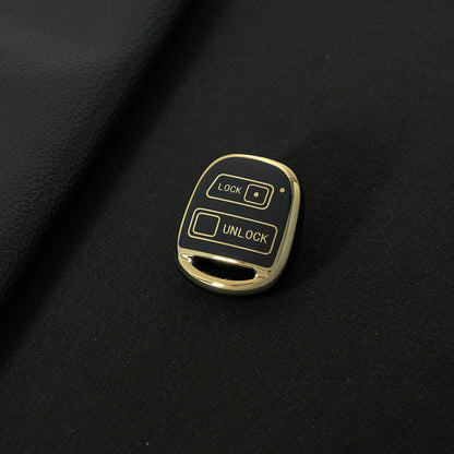 TON2T1 Black-Gold Plating TPU Car Key Case Cover for TOYOTA CAMRY RAV4 Corolla PRADO YARIS Tarago for LEXUS
