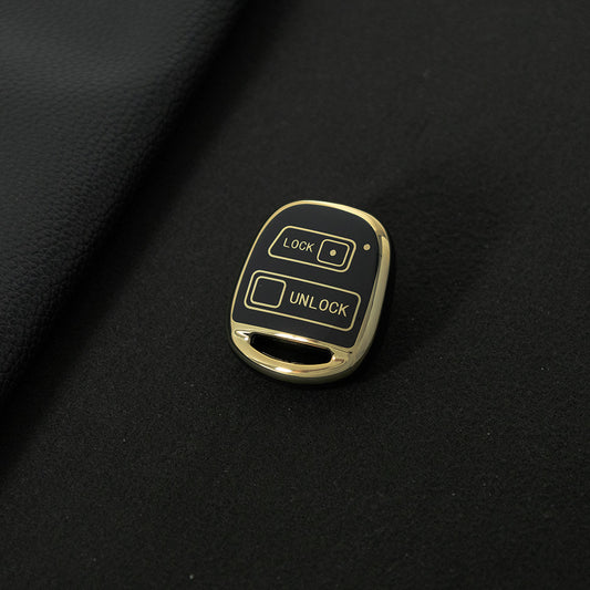 TON2T1 Black-Gold Plating TPU Car Key Case Cover for TOYOTA CAMRY RAV4 Corolla PRADO YARIS Tarago for LEXUS