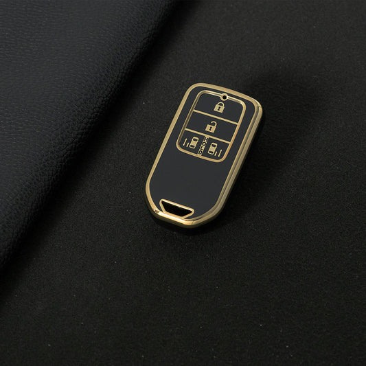 HOA12T1 Black-Gold Plating Car Key Case Cover Shell for Honda CRV CR-V Fit Civic Accord HR-V HRV City Odyssey XR-V E Key Protector Holder