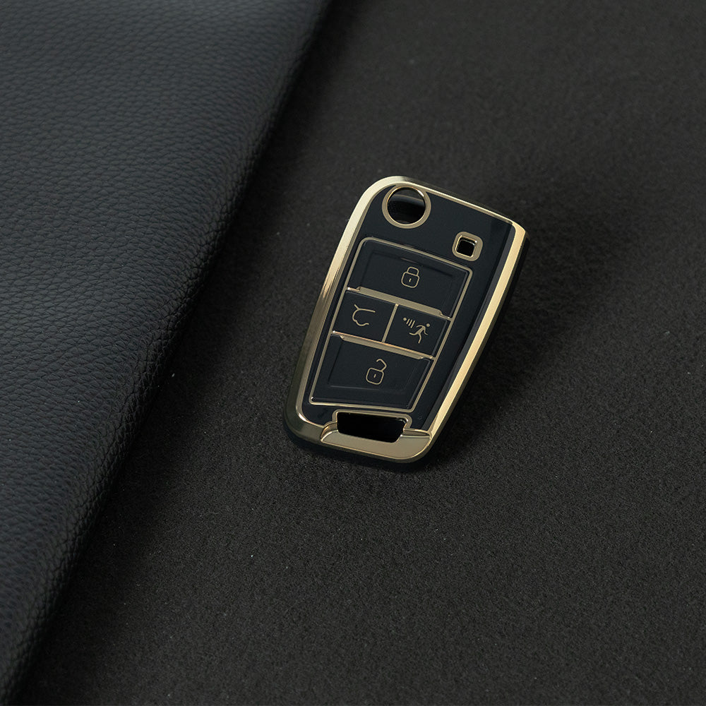 VOA2T1 Black-Gold Plating Suitable for Volkswagen car key cover case Sagitar Tiguan L Bora polo Tayron Lavida Lamando Golf T-Roc TACQUA Tharu