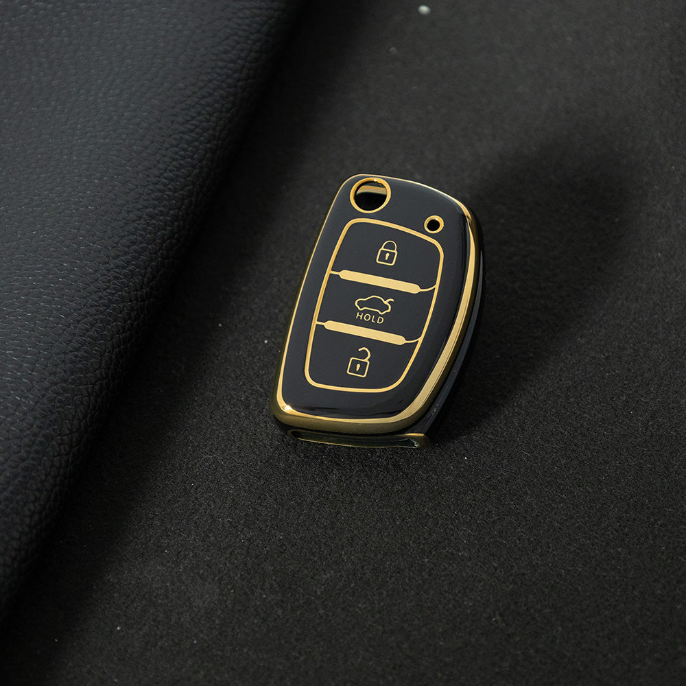 HYF1T1 Black-Gold Plating For Hyundai 2024 Auto TPU China Wholesale Hyundia Tucson 2018 Car Key Cover for Car Keys