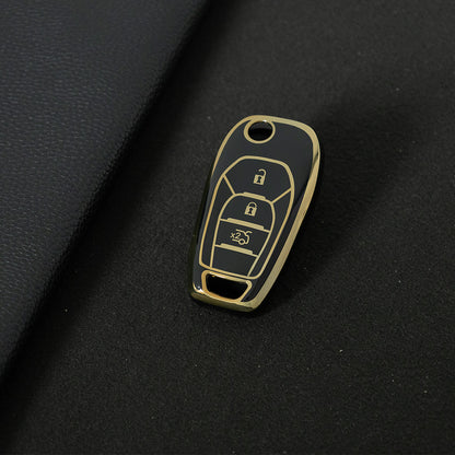 CEE1T1 Black-Gold Plating TPU Key Cover for Chevrolet Cruze Aveo Trax Sail Malibu