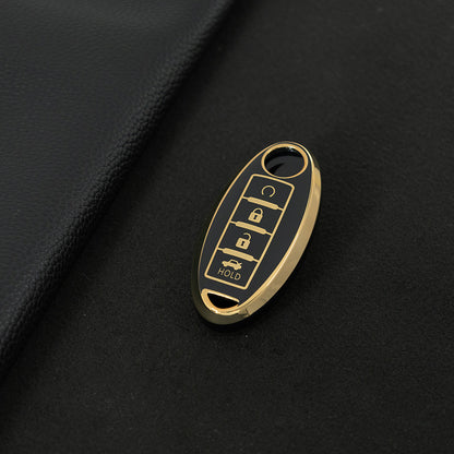 NIB4T1 Black-Gold Plating Car Key Cover for Nissan Note Qashqai Pathfinder Rogue Versa Murano Infiniti Q50 Accessories Car Key