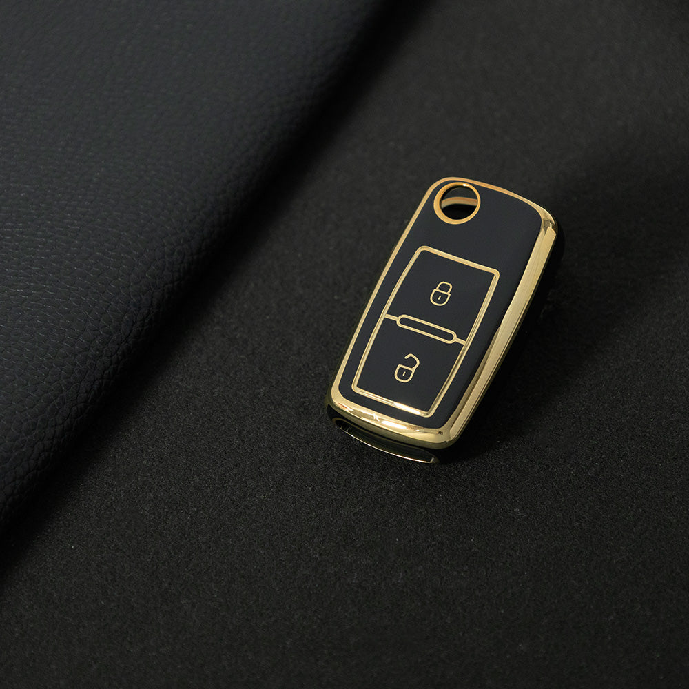 VOB2T1 Black-Gold Plating Car Key Cover for VW Golf Tiguan Passat Lavida Jetta Bora Beetle Magotan Sagitar Santana Sharan