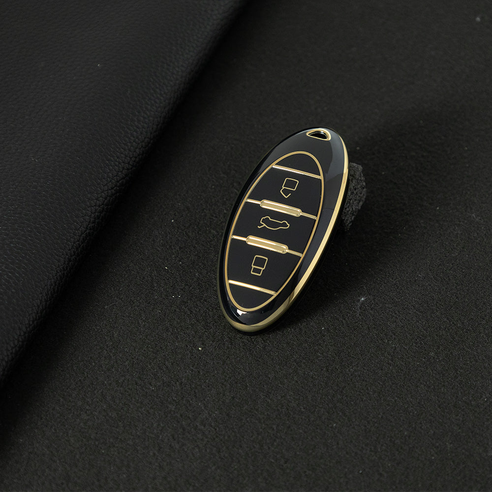 BEA1T1 White-Gold Plating Premium Soft TPU Car Key Case Cover Shell for Bestune T77 B70 21 T99 T55 T33 Pro Series Besturn Key Rings Keychain Bag