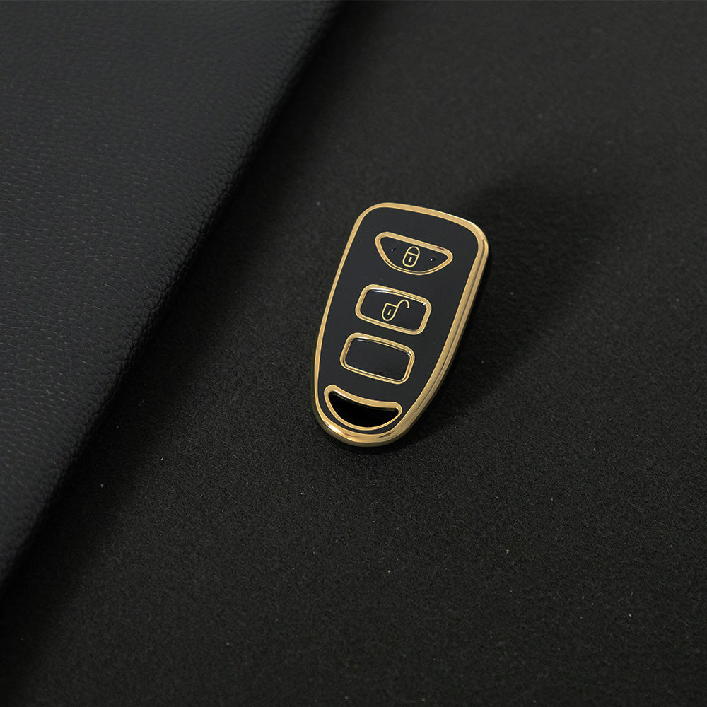 HYJ1T1 Black-Gold Plating TPU Car Key Case Cover Shell for KIA for Hyundai Tucson SONATA Santa Fe Rohens Coupe Cerat