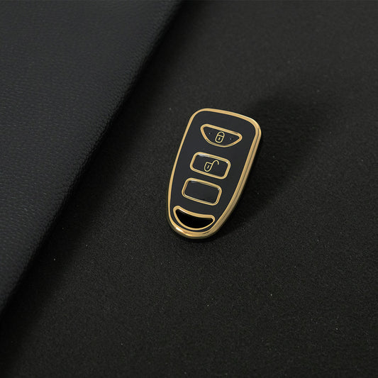 HYJ1T1 Black-Gold Plating TPU Car Key Case Cover Shell for KIA for Hyundai Tucson SONATA Santa Fe Rohens Coupe Cerat
