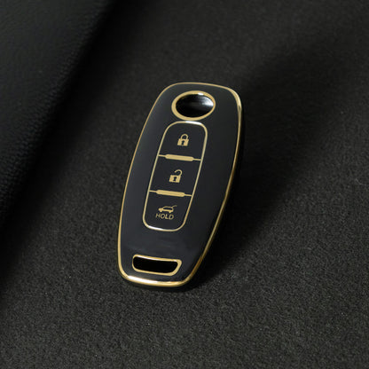 NIA2T1 Black-Gold Plating TPU Car Key Cover Car Key Case for Nissan Altima Murano Sentra Rogue Armada Pathfinder Infiniti FX35
