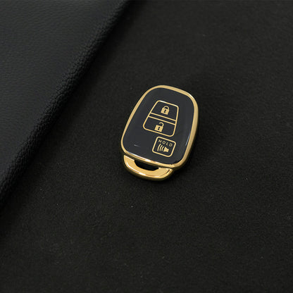 TOP1T1 Black-Gold Plating TPU Car Key Cover Case for Toyota Corolla Camry Prado Highlander Auto Key case for Toyota 3 Buttons Key