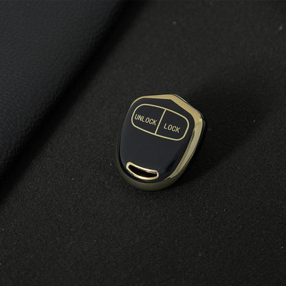 MIH2T1 Black-Gold Plating 2 BUTTON TPU Car Key Cover Case for Mitsubishi Lancer Outlander Mirage Montero Pajero Shogun L200 Skin Holder Protector