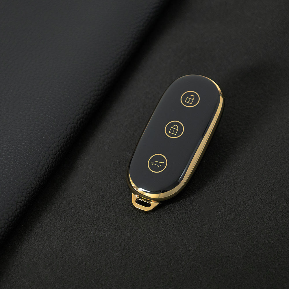 LIB1T1 Black-Gold Plating Car Key Cover TPU Material Remote Car Key Case Cover Auto Key Shell Fob Protector Lossless Signal Fit for Lixiang L9 L7 L8 L6