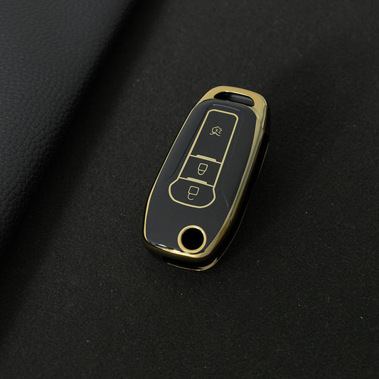 FOA1T1 Black-Gold Plating Car Key Cover Hot Sale TPU Car Key Case for Ford ESCORT Edge Taurus Ecosport Car Key Shell Cover