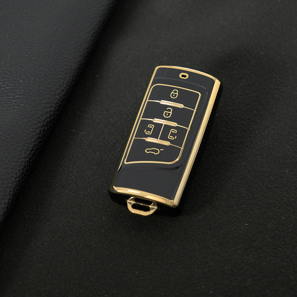 TRA3T1 Black-Gold Plating TPU Car Key Case Cover for Trumpchi GA4/8/6 GS3/GS5/4COUPE/GS8 M6 M8