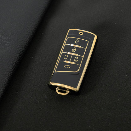 TRA3T1 Black-Gold Plating TPU Car Key Case Cover for Trumpchi GA4/8/6 GS3/GS5/4COUPE/GS8 M6 M8