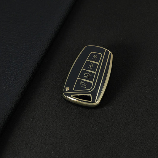 HYH2T1 Black-Gold Plating TPU Car Key Case Cover for Hyundai Tucson Creta IX25 Ix10 I20 I30 Verna Santa Fe Other Models