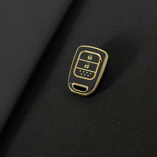HOM1T1 Black-Gold Plating 4 Button TPU Car Key Case Cover for Honda Accord 2016 2017 Civic 2016 2017 2018 2019