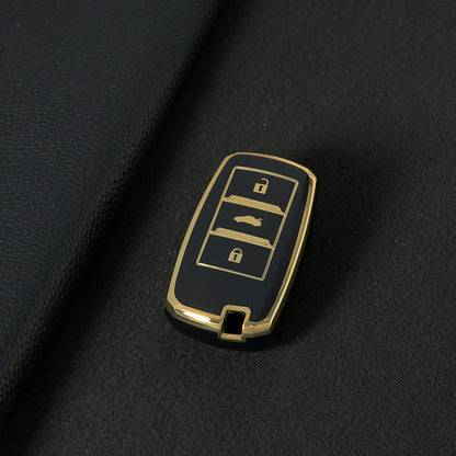 CHA1T1 Black-Gold Plating Car Key Cover Premium Soft TPU Car Key Case Cover Shell for CHANGAN CS15 CS35 CS55 CS75 RAETON CC EADO LUMIN Key Rings Keychain Bag
