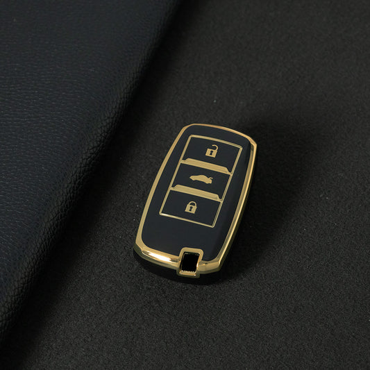 CHA1T1 Black-Gold Plating Car Key Cover Premium Soft TPU Car Key Case Cover Shell for CHANGAN CS15 CS35 CS55 CS75 RAETON CC EADO LUMIN Key Rings Keychain Bag