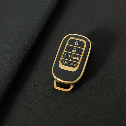 HOB6T1 Black-Gold Plating Car Key Cover For Honda Civic 11th Gen Accord Vezel Freed Pilot CRV 5 Buttons Car Remote Key Case Cover Protector Accessories
