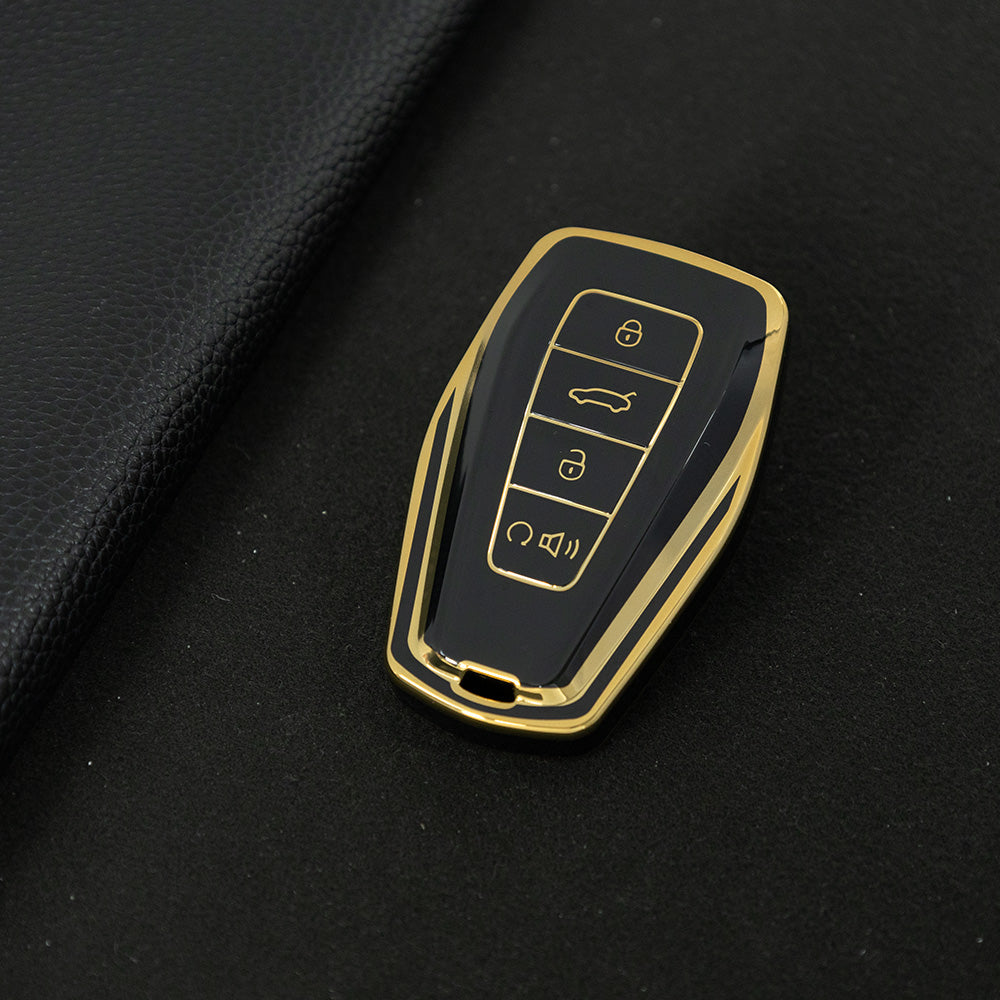 GEB3T1 Black-Gold Plating Car Key Cover For Geely Auto Tugella EPro Emgrand L S GS GL EV RS Coolray Atlas Pro Proton X7 Geometry Fob