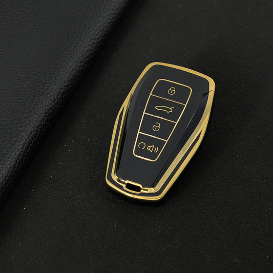 GEB3T1 Black-Gold Plating Car Key Cover For Geely Auto Tugella EPro Emgrand L S GS GL EV RS Coolray Atlas Pro Proton X7 Geometry Fob