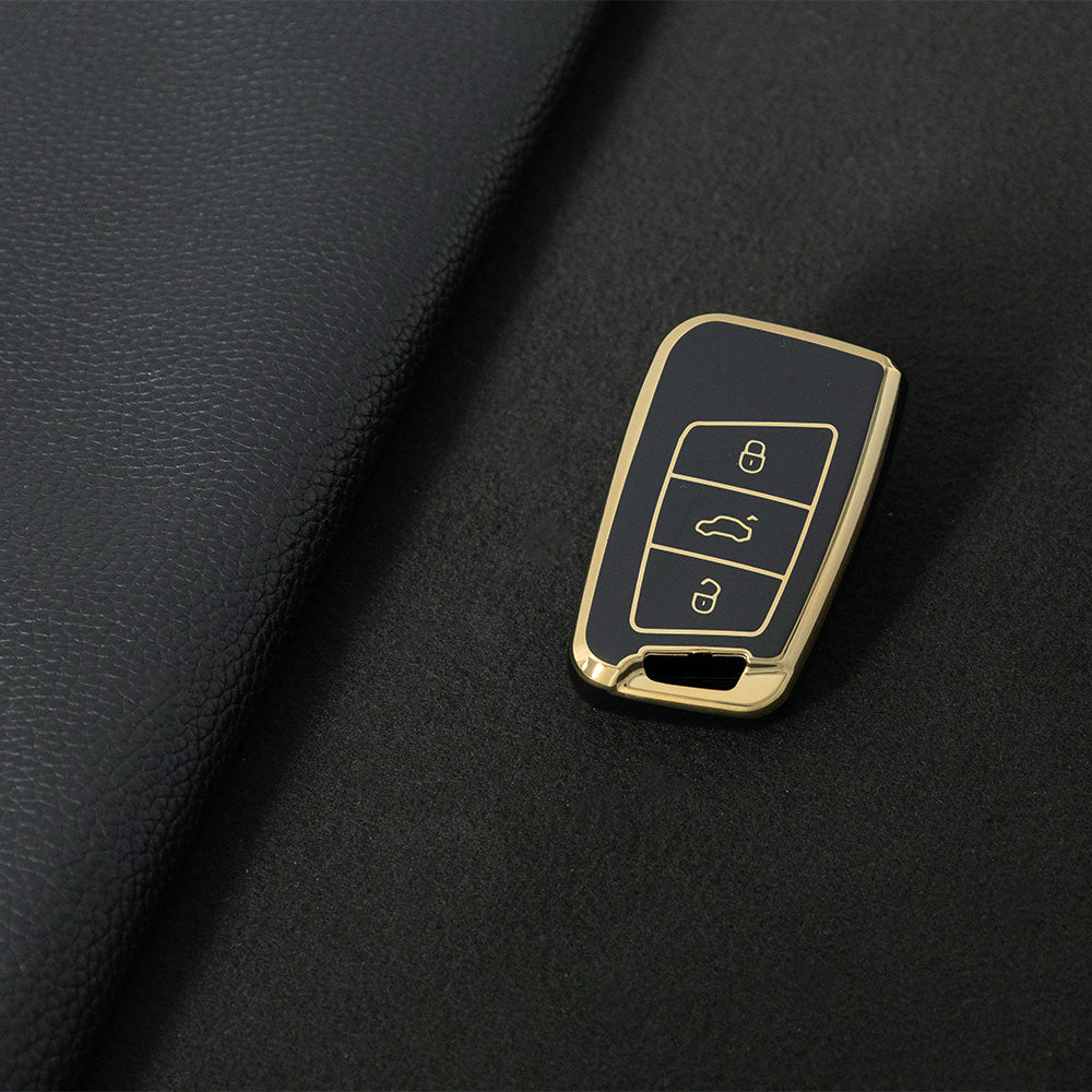 VOD1T1 Black-Gold Plating Car Key Cover For VW Polo Lavda Jetta Beetle Passat B5 B6 B7 Bora Santana Tiguan Car Key Cover