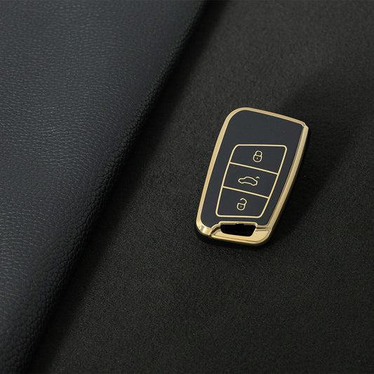 VOD1T1 Black-Gold Plating Car Key Cover For VW Polo Lavda Jetta Beetle Passat B5 B6 B7 Bora Santana Tiguan Car Key Cover