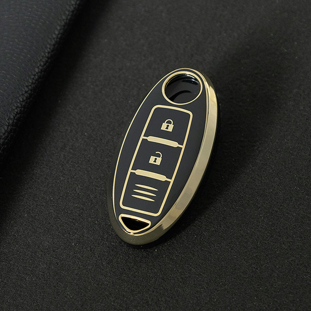 NIB1T1 Black-Gold Plating Car Key Cover For Nissan X-Trail Qashqai Sylphy Altima
