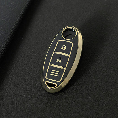 NIB1T1 Black-Gold Plating Car Key Cover For Nissan X-Trail Qashqai Sylphy Altima