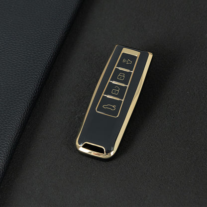 WYA1T1 Black-Gold Plating TPU Car Key Case Cover Shell for WEY VV5 VV6 VV7 P8 Latte Mocha DHT-PHEV Blue Mountain