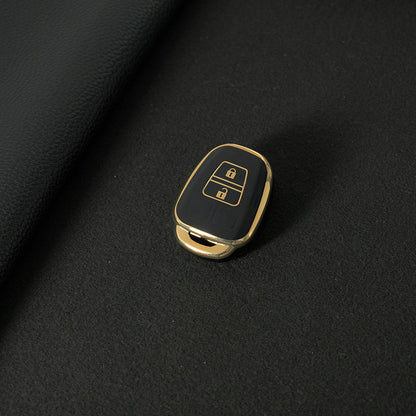 TOP2T1 Black-Gold Plating 2 Buttons Car Remote Key Case Fob Shell Cover Holder for Toyota Aqua Ractis Vitz RAV4 HiAce Land Cruiser 2010-2019