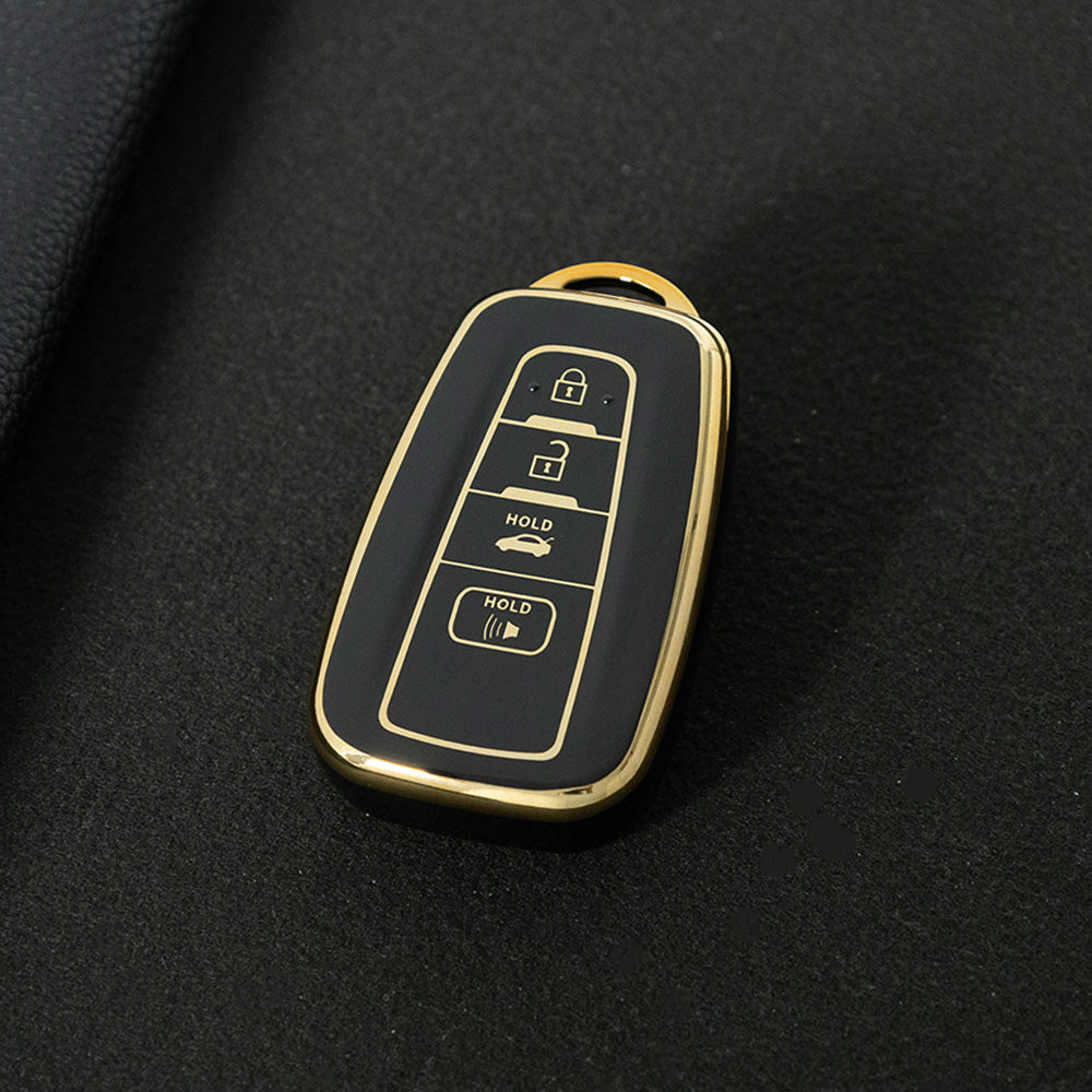 TOB4T1 Black-Gold Plating Car Key Cover For Toyota Prius Camry Corolla C-HR CHR RAV4 Prado Izoa Levin Avalon 2018 2019 2020 Car Key Case Shell Cover Protector