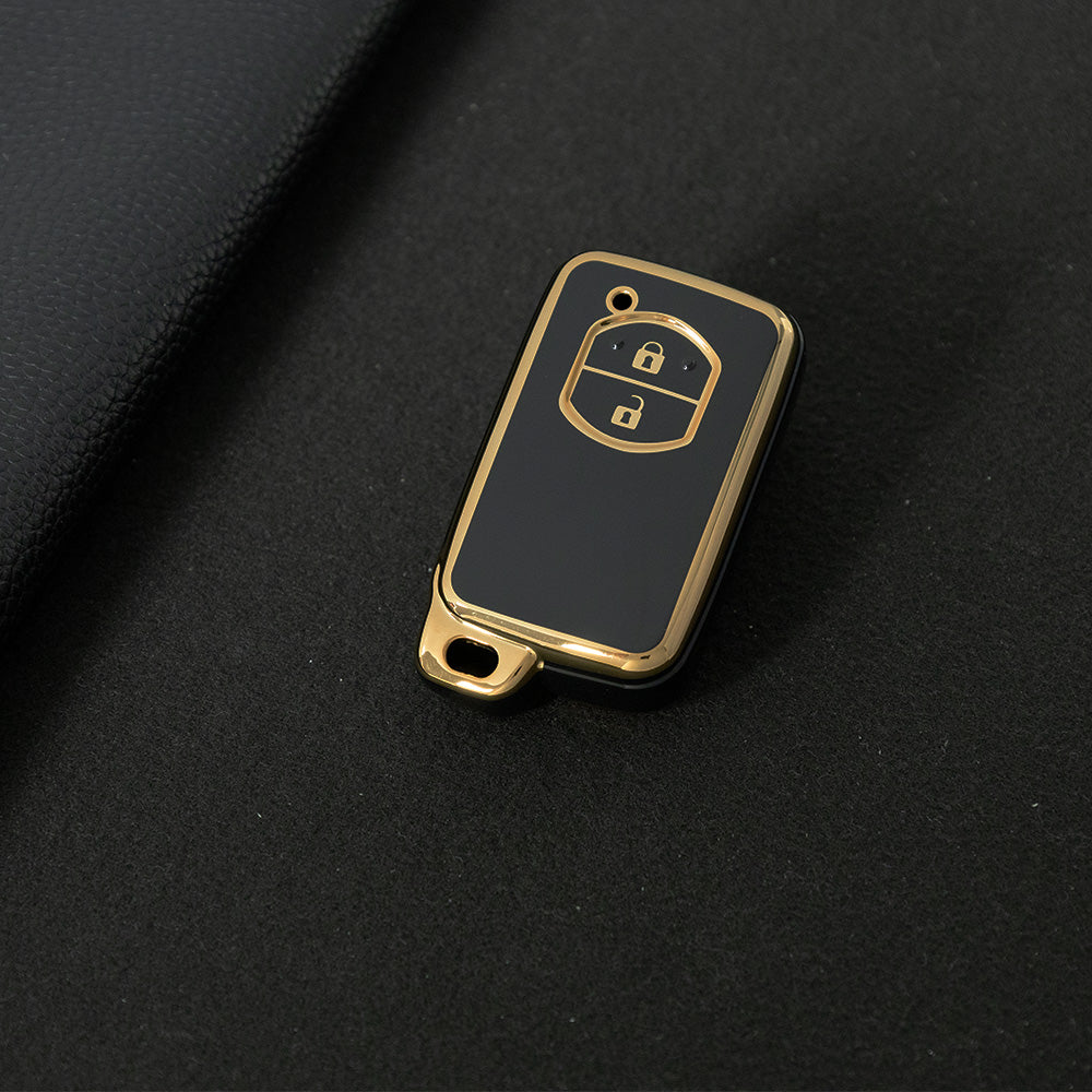 TOG2T1 Black-Gold Plating Car Key Cover Soft TPU Car Key Case Cover for Toyota Camry Highlander Crown Prado Land Cruiser Vitz Prius Corolla Accessories