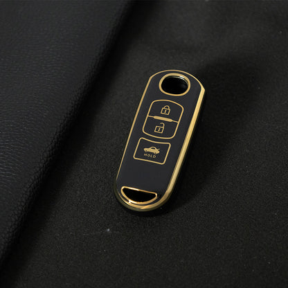 MAB5T1 Black-Gold Plating TPU Car Key Cover for Mazda 2 3 6 Axela Atenza CX-5 CX5 CX-3 CX-7 CX8 CX-9 2016 2017 2018