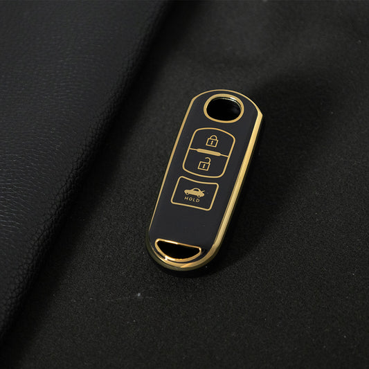 MAB5T1 Black-Gold Plating TPU Car Key Cover for Mazda 2 3 6 Axela Atenza CX-5 CX5 CX-3 CX-7 CX8 CX-9 2016 2017 2018
