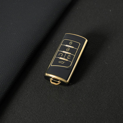 TRA1T1 Black-Gold Plating New Soft TPU Car Remote Key Case Cover Holder for GAC Trumpchi GS4 GM8 GA3 GA6 SGS7 GA4 GS5 GS3 Legend GS8 Auto Accessories
