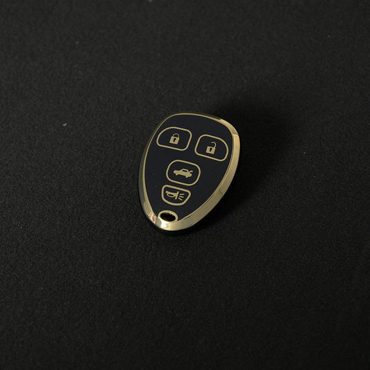 CEP1T1 Black-Gold Plating TPU Car Key Case Cover for Chevrolet Tahoe Traverse GMC Cadillac