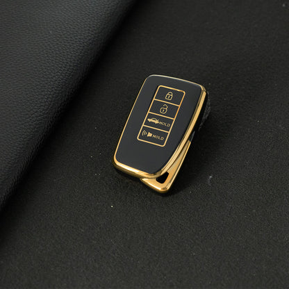 LEA7T1 Black-Gold Plating TPU Car Key Case Cover 2014-Up Lexus RX IS ES GS LS NX RS GX LX RC LC