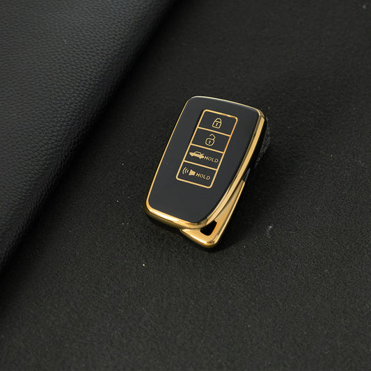 LEA7T1 Black-Gold Plating TPU Car Key Case Cover 2014-Up Lexus RX IS ES GS LS NX RS GX LX RC LC