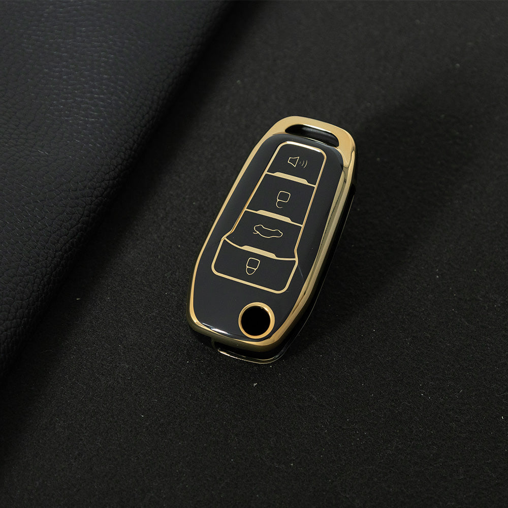FOA7T1 Black-Gold Plating Car Key Cover for Ford Fusion Fiesta Escort Mondeo Everest Ranger