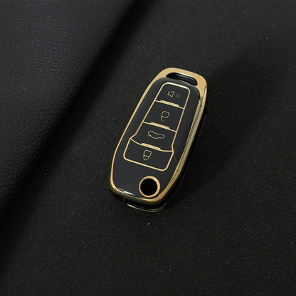 FOA7T1 Black-Gold Plating Car Key Cover for Ford Fusion Fiesta Escort Mondeo Everest Ranger