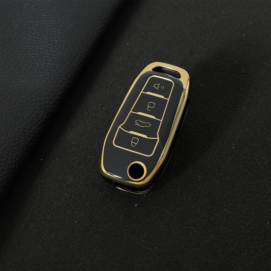 FOA7T1 Black-Gold Plating Car Key Cover for Ford Fusion Fiesta Escort Mondeo Everest Ranger
